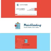 Beautiful Clipboard Logo and business card vertical Design Vector