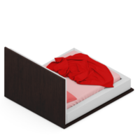 Isometric Bedroom 3D render png