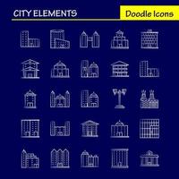 elementos de la ciudad iconos dibujados a mano establecidos para infografías kit uxui móvil y diseño de impresión incluyen edificio de torre edificios de oficinas de la ciudad torre ciudad oficina eps 10 vector