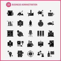 Business Administration Solid Glyph Icons Set For Infographics Mobile UXUI Kit And Print Design Include Monitor Computer Screen Search Avatar Gear Website Engine Eps 10 Vector