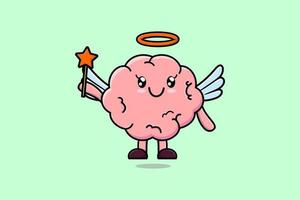 Cute Cartoon Brain character in the form of fairy vector