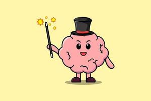 A gorgeous smart cute cartoon magician Brain vector