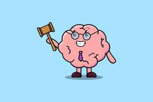 Cute cartoon mascot character wise judge Brain vector