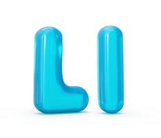 Letter L made of Aqua blue jelly liquid. 3d alphabet small letters 3d illustration photo