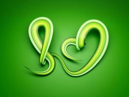 cinta verde que hace el corazón, cinta verde de concientización sobre el cáncer para muchas afecciones médicas y enfermedades ilustración 3d foto