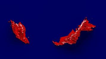 Malaysia map with the flag Colors Blue and Red Shaded relief map 3d illustration photo