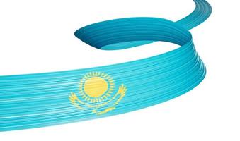 Waving ribbon or banner with flag of Kazakhstan. independence day 3d illustration photo