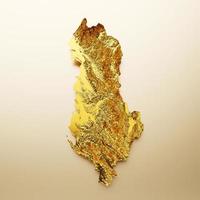 Albania Map Golden metal Color Height map Background 3d illustration photo