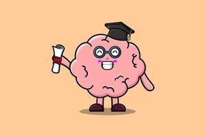 cartoon Brain student graduation day with toga vector