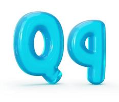 Aqua Blue jelly Q letter isolated on white background - 3d illustration photo