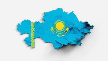 Kazakhstan Relief map with flag isolated on white background 3d illustration photo