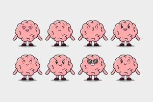 Establecer la expresión del personaje de dibujos animados de cerebro kawaii vector