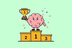 Cute cartoon Brain character as the first winner vector