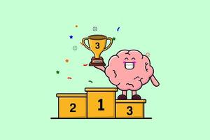 Cute cartoon Brain character as the third winner vector