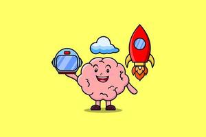 Cute mascot cartoon character Brain as astronaut vector