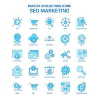 seo marketing paquete de iconos de tono azul 25 conjuntos de iconos vector