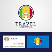 Travel Mali Creative Circle flag Logo and Business card design vector