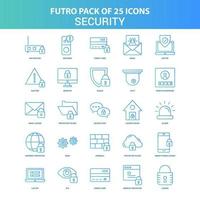 25 Green and Blue Futuro Security Icon Pack vector