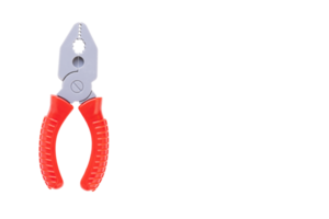 Zange, Spielzeugplastikzange, Zange mit rotem Griff, Kinderwerkzeug. transparenter Hintergrund. png. png