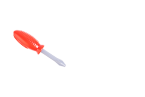 Screwdriver, toy plastic screwdriver with red handle, children's tool. Transparent background. PNG. png