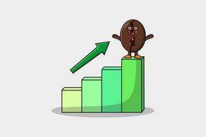 Coffee beans cute businessman with deflation chart vector
