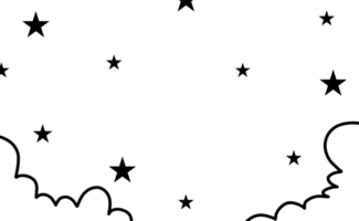 Overlay sunburst with clouds and stars design png