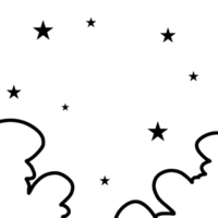 Overlay Sunburst mit Wolken und Sternendesign png