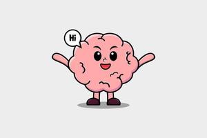 Cute cartoon Brain character with happy expression vector