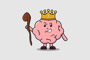 Cute cartoon Brain as wise king with golden crown vector