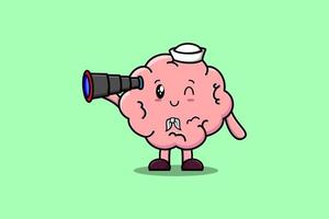 Cute cartoon Brain sailor using binocular vector