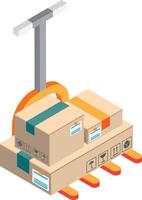 Boxes over cart illustration in 3D isometric style vector