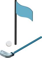 ilustración de golf y bandera en estilo isométrico 3d vector