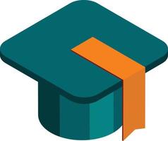 degree cap illustration in 3D isometric style vector