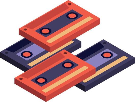 cassette tape illustration in 3D isometric style