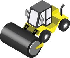 road roller illustration in 3D isometric style vector