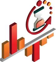 Stock chart and hourglass illustration in 3D isometric style vector