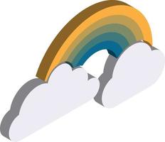 clouds and rainbow illustration in 3D isometric style vector