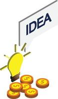 light bulbs and ideas illustration in 3D isometric style vector