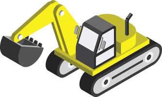 excavator illustration in 3D isometric style vector