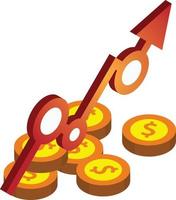 stock and money chart illustration in 3D isometric style vector