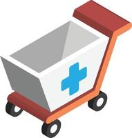 Cart and plus sign illustration in 3D isometric style vector