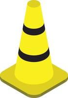 traffic cone illustration in 3D isometric style vector