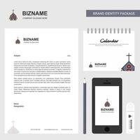 Church Business Letterhead Calendar 2019 and Mobile app design vector template