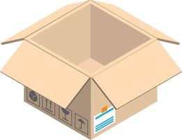 open parcel box illustration in 3D isometric style vector