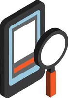 smartphone and magnifying glass illustration in 3D isometric style vector