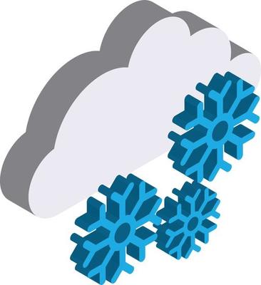 snow and snowflakes illustration in 3D isometric style
