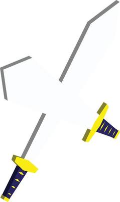 crossed sword for games illustration in 3D isometric style