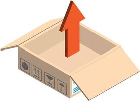 open mailbox and up arrow illustration in 3D isometric style vector