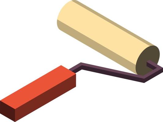 paint roller illustration in 3D isometric style