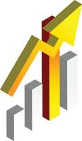 stock chart and growth illustration in 3D isometric style vector